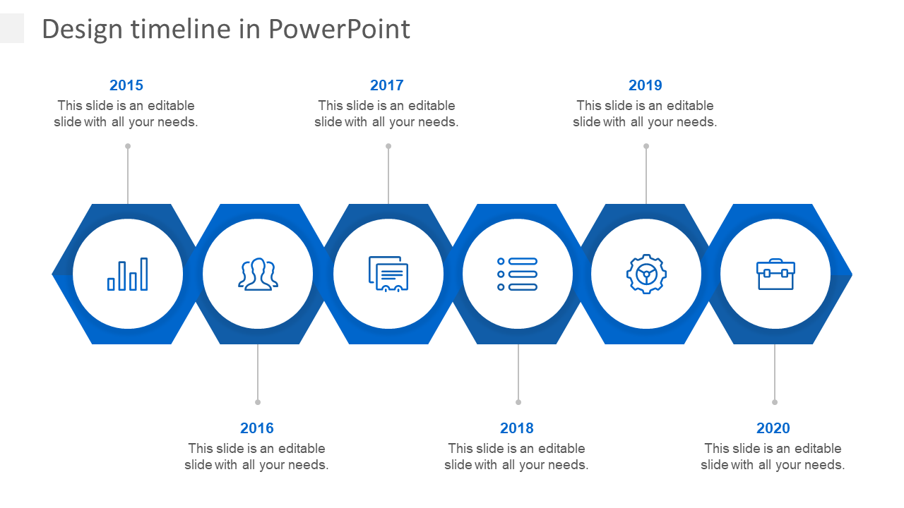 design timeline in powerpoint-blue